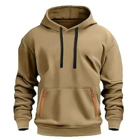 Men's Hoodie Fleece Hoodie Tactical Hoodie Black Navy Blue Camel Khaki Light Grey Hooded Plain Pocket Sports  Outdoor Casual Daily Streetwear Cool Sportswear S