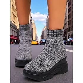 Women's Flyknit High-Top Platform Sock Boots – Breathable Lightweight Sporty Style, Casual and Outdoor Shoes for Walking, Daily Wear and Travel