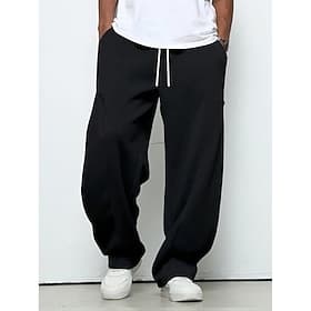 Homme Joggings Jogging à Jambes Larges Pantalons Pantalons Amples Pantalon de survêtement ouvert en bas Cordon de serrage Taille Élastique Jambe Droite Uni Éva