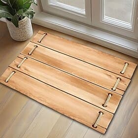 Faux Wood Grain Bath Mat Quick Dry Absorbent Non Slip Bathroom Shower Floor Mat for Entryway Hallway Diatomaceous Earth 20 x 31 inch