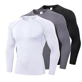 Men's Solid Colored Compression Shirt Workout Base Layer Workout Tops Spring Fall Long Sleeve Athleisure Quick Dry Gym Basketball Running Athletic Blue Black W