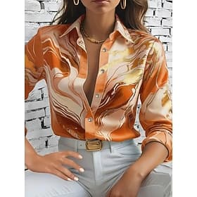 Women's Shirt Work Shirt Glitter Graphic Abstract Elegant Stylish Casual Long Sleeve Shirt Collar Regular Tops Daily Work Party Evening Wear Blue Pink Purple F