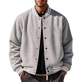 Herre Uformell jakke Varsity jakke Feriereise Daglig Hold Varm Lomme Høst Vinter Stripe Mote Klassisk Opprett krage Normal Svart Rød Navyblå Kongeblå Lysegrå J