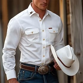 Homme Etoile Chemise de travail Chemise Western Chemise Cargo manche longue Occasionnel Tactique Sport en Plein Air Vêtements de travail Printemps Automne Col