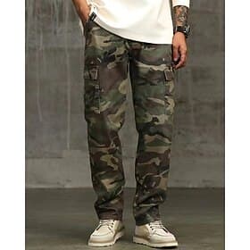 Men's Cargo Pants Trousers Camo Pants Buttons Multi Pocket Camouflage Wearable Outdoor Daily Camping Hiking Fashion Classic Camouflage