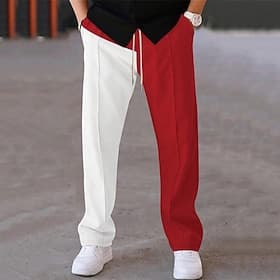 Men's Sweatpants Trousers Straight Leg Sweatpants Drawstring Pocket Elastic Waist Color Block Comfort Sports Outdoor Daily Fashion Casual Black Red Micro-elast