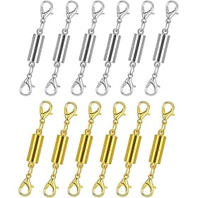 12 Pack Magnetic Necklace Clasps and Closures. Necklace Jewelry Extender with Strong Magnet. Magnetic Necklace Clasp for Jewelry Necklace Bracelet Making. Gold