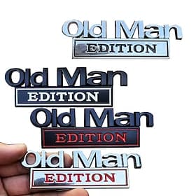 2pcs Old Man Edition Car Emblem Badge – Funny 3D ABS Replacement Fender Decal for Cars, Trucks, SUVs – Cool Elder Style Motorcycle Mudguard Stickers, Durable D