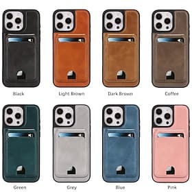 Phone Case For iPhone 17 Pro Max 17 Air 16 15 14 Pro Max Plus 16e 13 Pro Max Back Cover Magnetic Kickstand Card Slot Retro TPU PU Leather