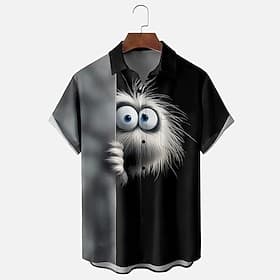 Homme À Motif Animal Blocage de couleurs Chemise Chemise Boutonnée Manche Courte Drôle Extérieur Vacances Été Printemps Col Rabattu Impression 3D chemises à co