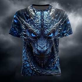 Men's Dragon 3D T Shirt Short Sleeve T shirt 3D Print Crew Neck Shirt Designer Fantasy Party Holiday Blue Red Green Summer Spring Clothing Apparel S M L XL XXL
