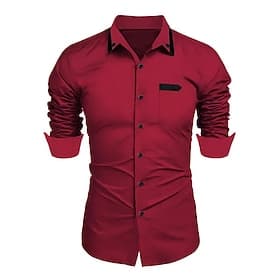 Men's Shirt Dress Shirt Plain Formal Wedding Black White Wine Navy Blue Long Sleeve Turndown Summer Spring Clothing Apparel