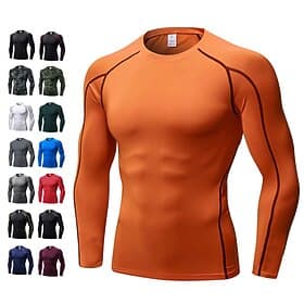 Men's Camouflage Solid Colored Compression Shirt Workout Base Layer Workout Tops Spring Fall Long Sleeve Athleisure Spandex Quick Dry Gym Basketball Running At