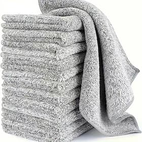 10/20PCS Super Absorbent Microfiber Cleaning Cloths – Thick, Quick-Dry Bamboo Charcoal Fiber Towels for Car and Kitchen Use – Reusable and Washable
