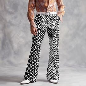 Men's Geometric Abstract Art Disco Pants 60s 70s Bell Bottoms Mid Waist Vintage Retro Outdoor Vacation Party Side Pockets Flared Leg Pants Trousers Spring Fall
