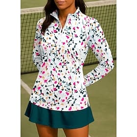 Women's Floral Spot Shirt Sport Shirt Golf Polo Shirt Tennis Shirt Long Sleeve Zipper Floral UPF50 UV Resistant High Elasticity Moisture Wicking Breathable Ten