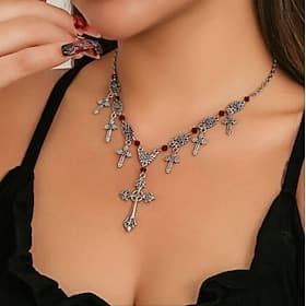Punk  Gothic Necklace Choker Cross Pendant Witch Vampire Fancy Dress Women's Halloween Carnival Performance Party Casual Adults' 1 Necklace All Seasons