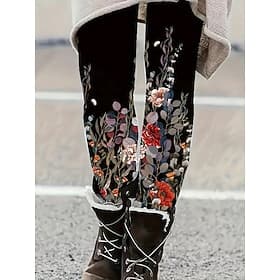 Women's Leggings Vacation Vintage Ethnic Style Ankle-Length High Waist Floral Graphic 3D Print Quick Dry Breathability Soft Stretchy Daily Home Outdoor White R