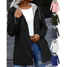 Women's Trench Coat Waterproof Rain Jackets Rain Coats Waterproof Windproof Zipper Pocket Fashion Outdoor Plain Going out Weekend Zipper Regular Hooded Regular