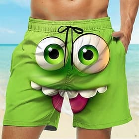 Hombre Dibujo 3D Cara de la sonrisa Ojos grandes Boxers de Natación Pantalones de Natación Pantalones de Surf Media cintura Gracioso Exterior Vacaciones Uso Di thumbnail 2