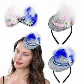 Oktoberfest Feather Headband Alpine Hat Bavarian German Munich Wiesn Women's Carnival Party Beer Festival Traditional Style Cloth