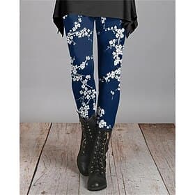 Women's Pants Trousers Leggings Cozy Leggings Streetwear Casual Full Length High Waist Floral Elastic Waist Print Breathability Comfortable Stretchy Vacation S thumbnail 2
