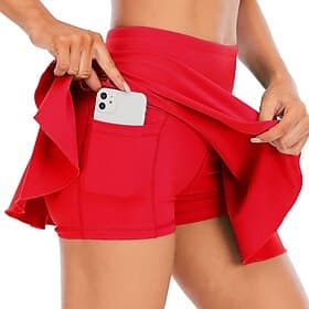 Women's Solid Colored Casual Skirt Tennis Skirts Side Pockets Moisture Wicking Breathable Tennis Pickleball Running Bottoms Dark Pink Black White Tennis Clothi