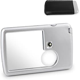Pocket Magnifying Glass 3X  6X LED Lighted Magnifier Slide Out Magnifying Glass Handheld Reading Magnifier Square Magnifiers Loupe for Jewelry Stamps Watches C
