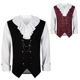 Rokoko Viktorianisch Steampunk Partykostüm Weste Vampir Edelmann Kostüm Herren königlich Halloween Karneval Leistung Party LARP Erwachsene Oberteil