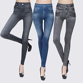 Women's Leggings Active Vacation Basic Full Length High Waist Solid Color Print Breathability Soft Comfortable Stretchy Black Blue Gray Spring Fall Skinny