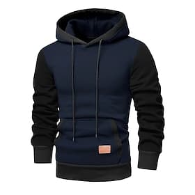 Men's Hoodie Pullover Hoodie Sweatshirt Fleece Hoodie Wine Army Green Navy Blue Gray Hooded Color Block Patchwork Color Block Casual Daily Sports Polyester Str