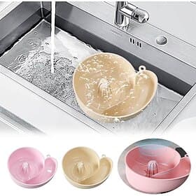 2pcs Snail Shaped Fruit Washer with Strainer Automatic Cleaning Basket with Efficient Draining System Heavy-Duty Plastic Kitchen Sink Organizer for Fruits, Veg
