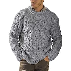 Men's Pullover Sweater Jumper Knit Sweater Ribbed Knit Regular Tops Knitted Plain Crew Neck Fashion Basic Vacation Daily Wear Clothing Apparel Fall Winter Blac