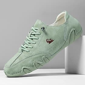 Men's Green Suede Sneakers – Lightweight Casual Sports Shoes for Walking, Travel, and Streetwear Outfits