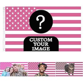 Custom Pink American US Flag 3x5 Ft Personalized Funny Flags Design Your Own Image Logo Photo Text Single/Double Sided Customized Flag Tapestry for Bedroom Roo