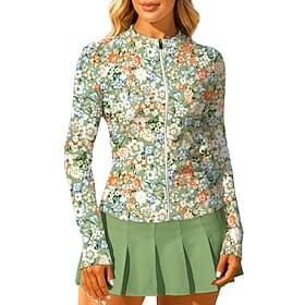 Women's Floral Tops Sport Shirt Tennis Shirt Tennis Top Long Sleeve Zipper Floral UPF50 UV Resistant High Elasticity Moisture Wicking Breathable Volleyball Ten thumbnail 3