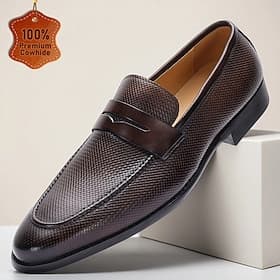 Men's Dress Shoes Dress Shoes Classic Loafers Walking Casual Leather Comfortable Slip Resistant Loafer Coffee