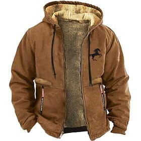 Men's Horse Cowboy Fleece Hoodie Sweatshirt Daily Classic Vintage Retro Long Sleeve Crew Neck Outdoor Home Travel Black Burgundy Blue Brown Gray Drawstring Fal