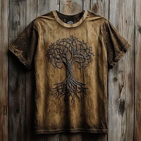 Men's Tee Short Sleeve Shirt Tee Top Short Sleeve Crew Neck Summer Fall Graphic Tree Of Life Yggdrasil Fashion Designer Retro Vintage Print Vacation Street Goi