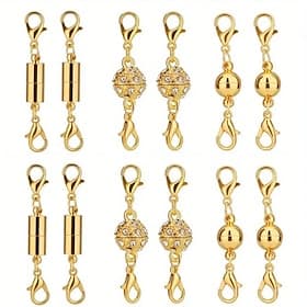 12pcs/set Magnetic Necklace Clasps and Closures for Jewelry, Strong Secure Snap Lock, Easy to Use for Arthritis, DIY Repair, Bracelet Extender Connector thumbnail 2