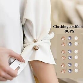 9pcs Anti-Exposure Brooch Pins in 3 Colors, Waist Cincher Clips, Clothing Fasteners, Versatile Decorative Safety Pins for Dresses, Tops, and Fashion Accessorie