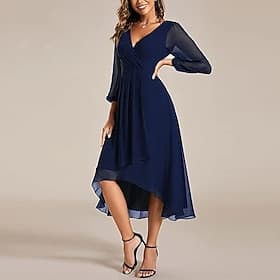 Femmes Robe Longue Maxi Robe Robe de Soirée Mousseline de Soie Robe en Chiffon Élégant Mode Moderne Extérieur Soirée Coupe régulière Uni Manche Courte Col en V