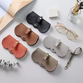 5 Pack Soft Leather Sunglasses Bag, Portable Glasses Case for Women Men, Soft Felt Glasses Organizer Bag with Strap