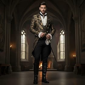 Medieval Renaissance Steampunk Coat Tuxedo Tailcoat Vampire Nobleman Fancy Dress Men's Ebenezer Scrooge Elf Halloween Carnival Performance LARP Ren Faire Adult