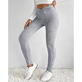 Damen Slim Fit Strumpfhosen Leggings Urlaub Vintage Streetwear Volle Länge Hohe Taille Einfach Gestreift Elastischer Bund Bequem Mikroelastisch Dehnbar Täglich