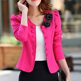 Women's Blazer Comfortable Buttons Elegant Fashion Outdoor Plain Going out Casual Daily Weekend Cardigan Regular Crewneck Regular Fit Long Sleeve Outerwear Lig