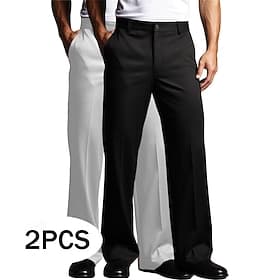 Men's Trousers Dress Pants Suit Pants Front Pocket Straight Leg Multi-pack Plain Comfort Full Length Wedding Business Daily Fashion Chic  Modern WhiteGreen Whi