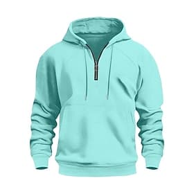 Men's Hoodie Quarter Zip Hoodie Black Royal Blue Light Grey Dark Gray Light Blue Hooded Plain Drawstring Pocket Quarter Zip Daily Sports  Outdoor Holiday Polye