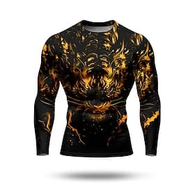 Men's Tiger Animal Patterned Compression Shirt Running Shirt Spring Fall 3D Print Long Sleeve Quick Dry Compression Power Flex Moisture Wicking Breathable Gym