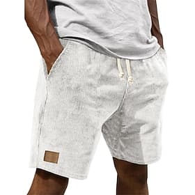 Hombre Pantalón corto Pantalones cortos de verano Pantalones cortos casuales Pantalones cortos de pana Correa Bolsillo Cintura elástica Plano Comodidad Transpi thumbnail 3